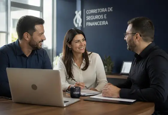 Equipe da Itacore Corretora atendendo clientes no escritório em Itapema